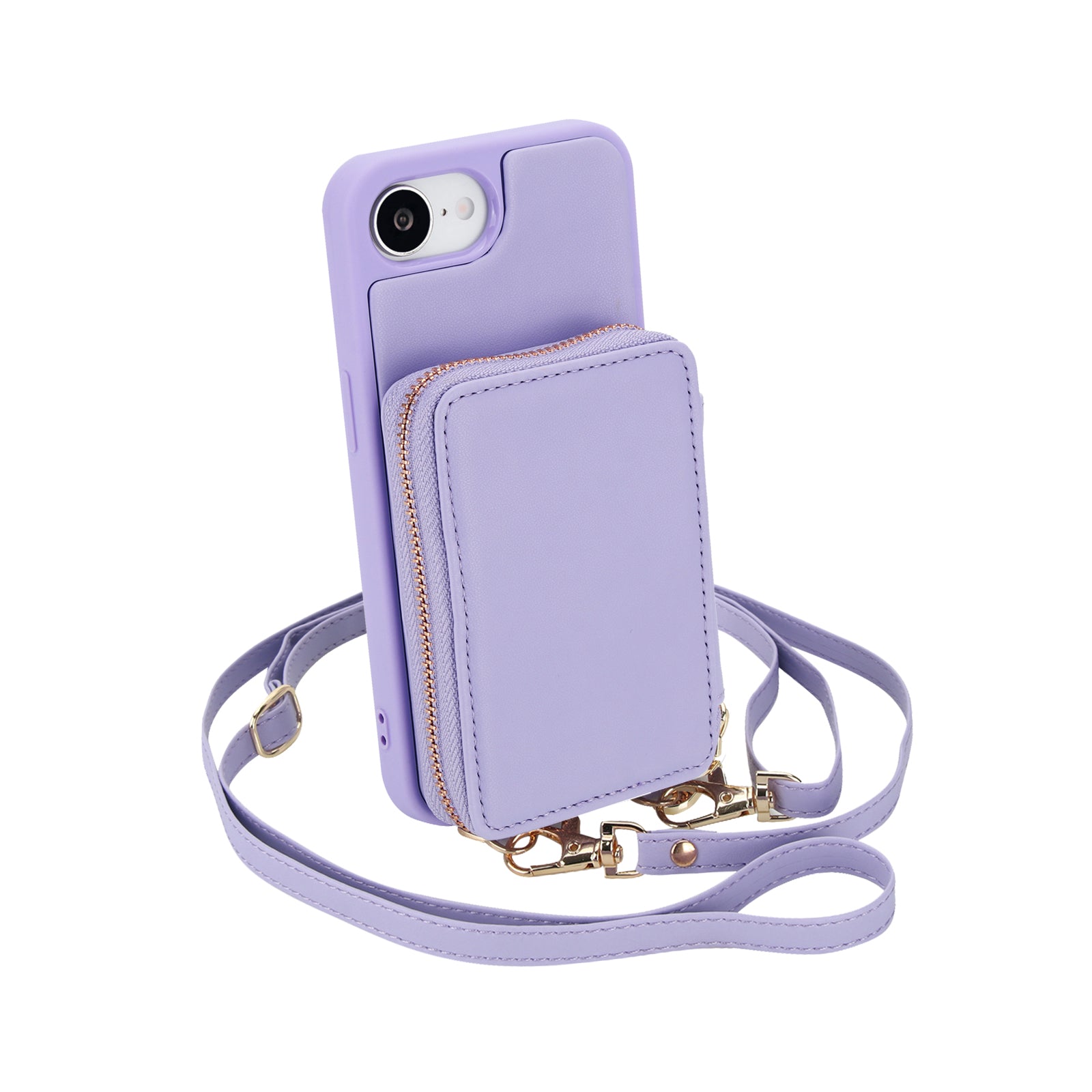 Textured Zip Wallet Crossbody Case for iPhone
