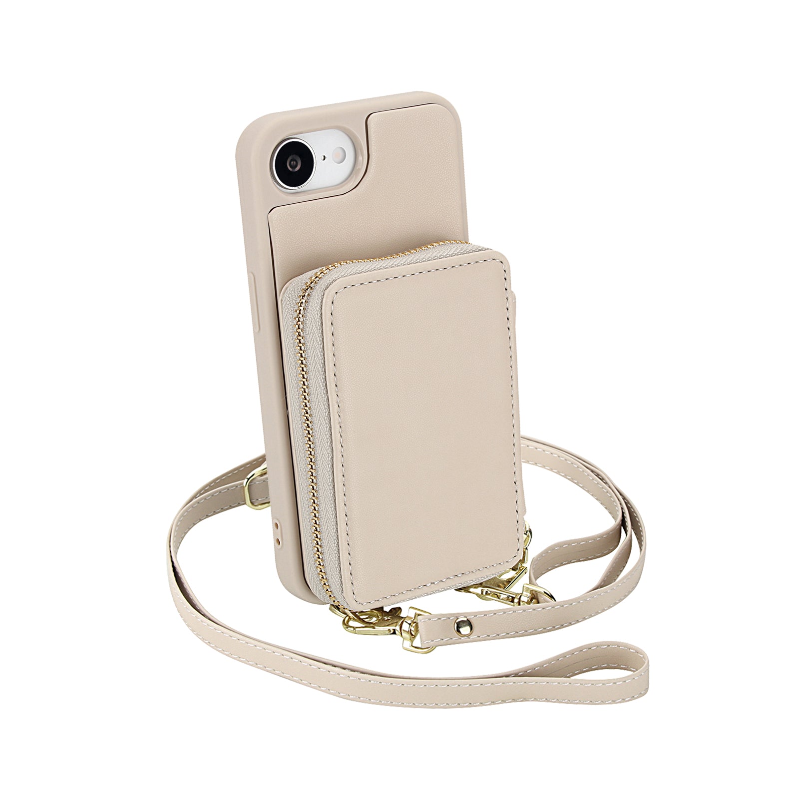 Textured Zip Wallet Crossbody Case for iPhone