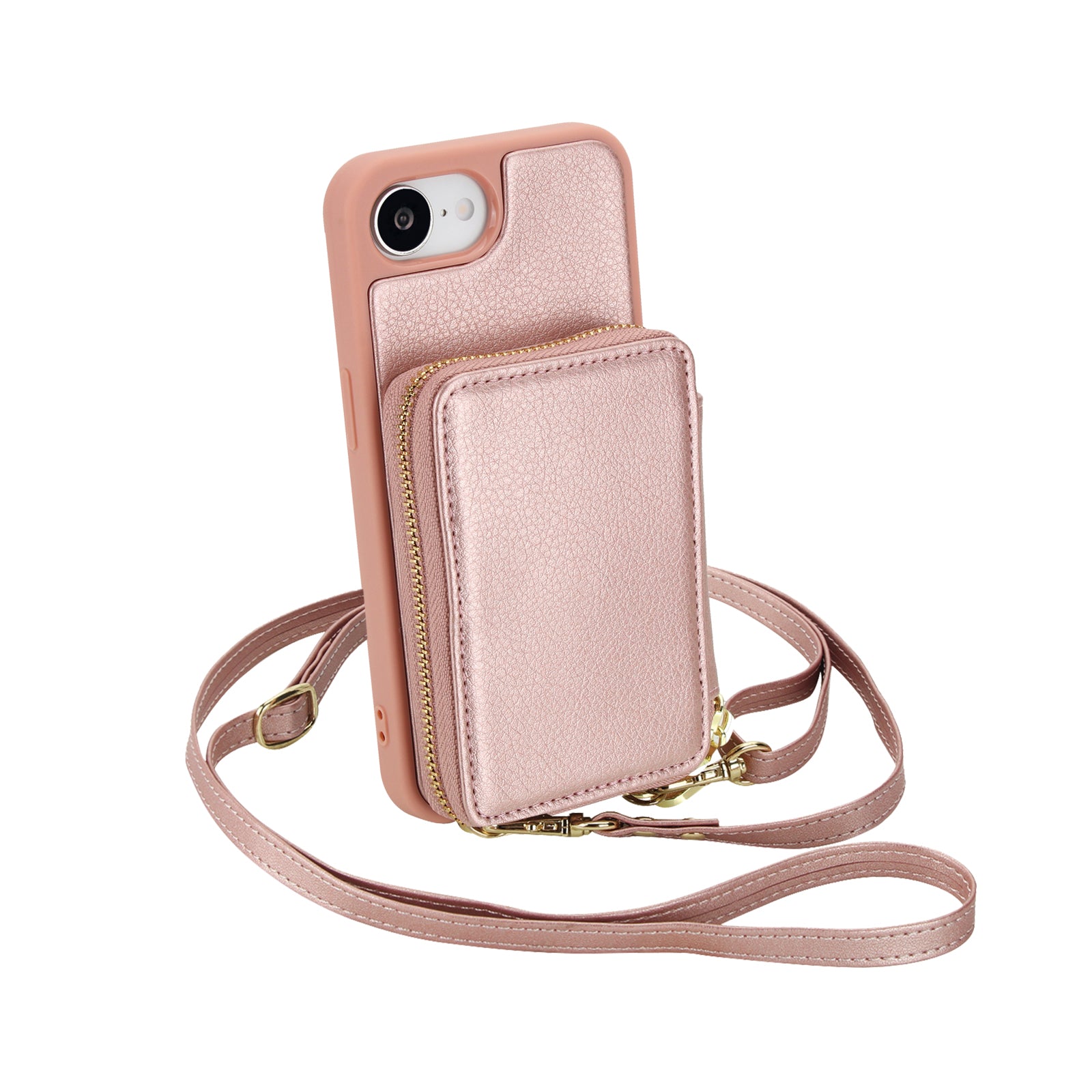 Textured Zip Wallet Crossbody Case for iPhone