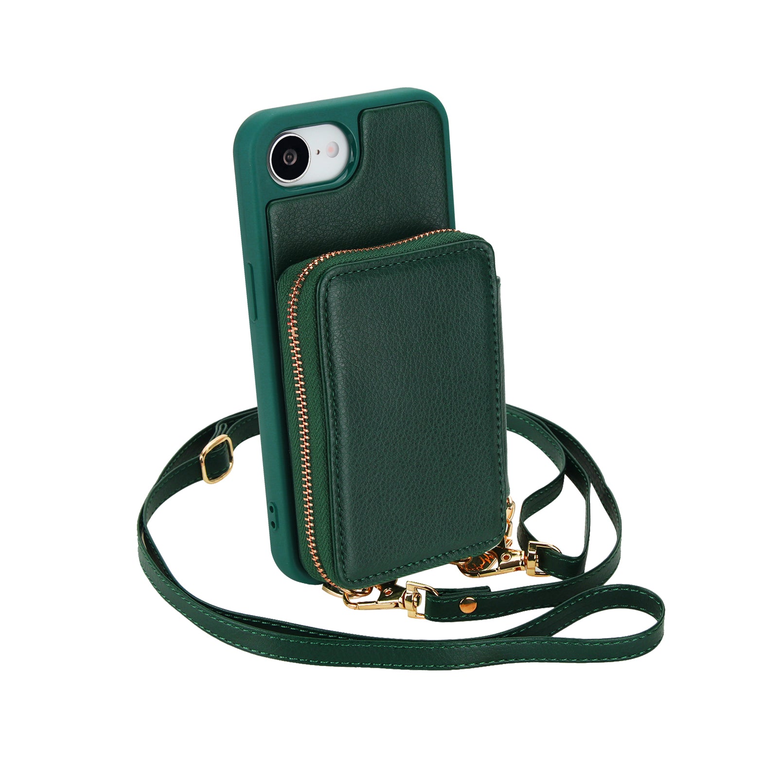 Textured Zip Wallet Crossbody Case for iPhone