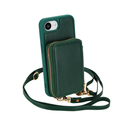 Textured Zip Wallet Crossbody Case for iPhone