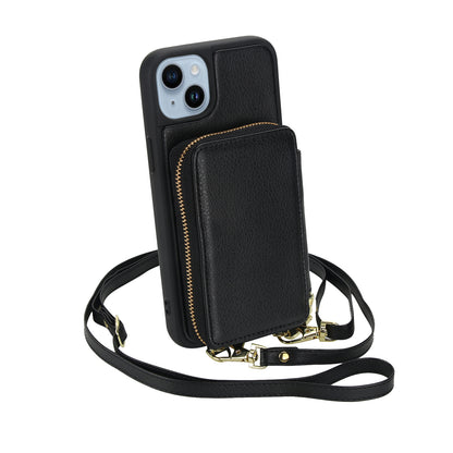 Textured Zip Wallet Crossbody Case for iPhone