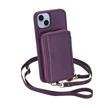 Textured Zip Wallet Crossbody Case for iPhone