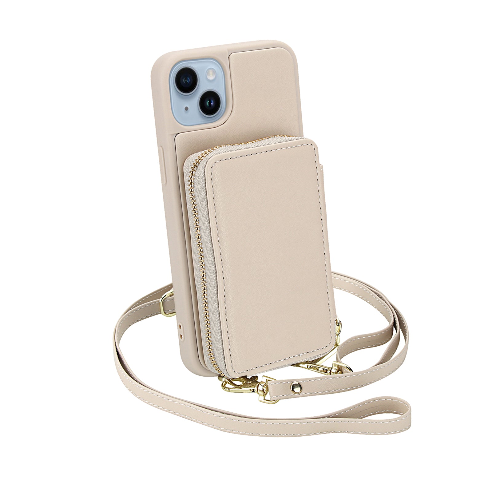 Textured Zip Wallet Crossbody Case for iPhone