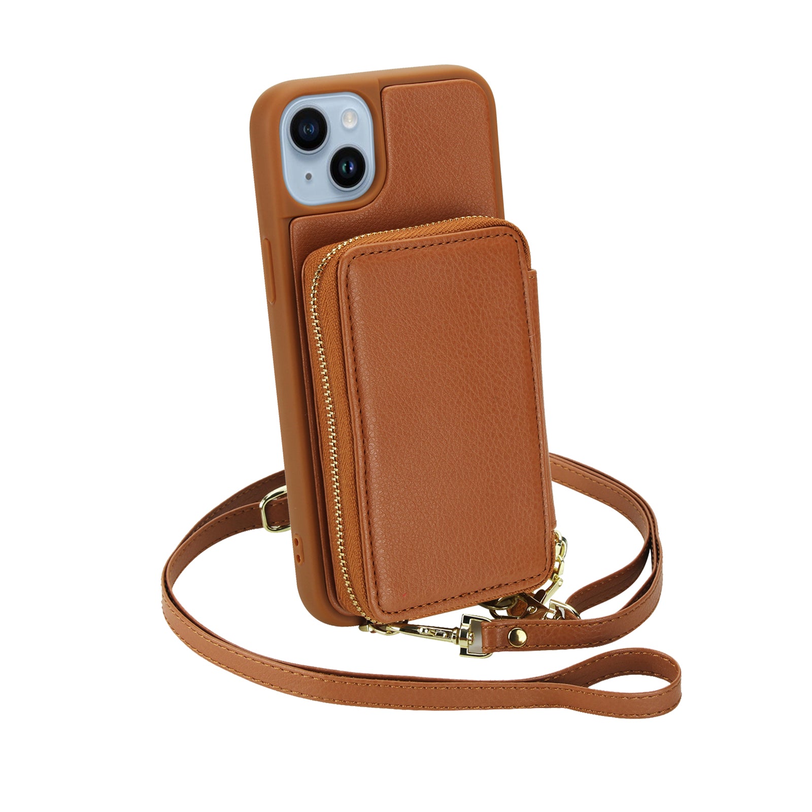 Textured Zip Wallet Crossbody Case for iPhone