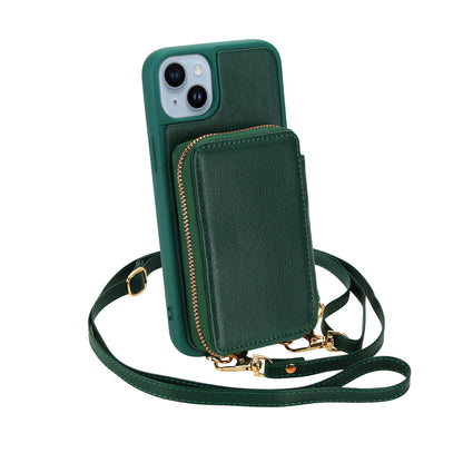 Textured Zip Wallet Crossbody Case for iPhone