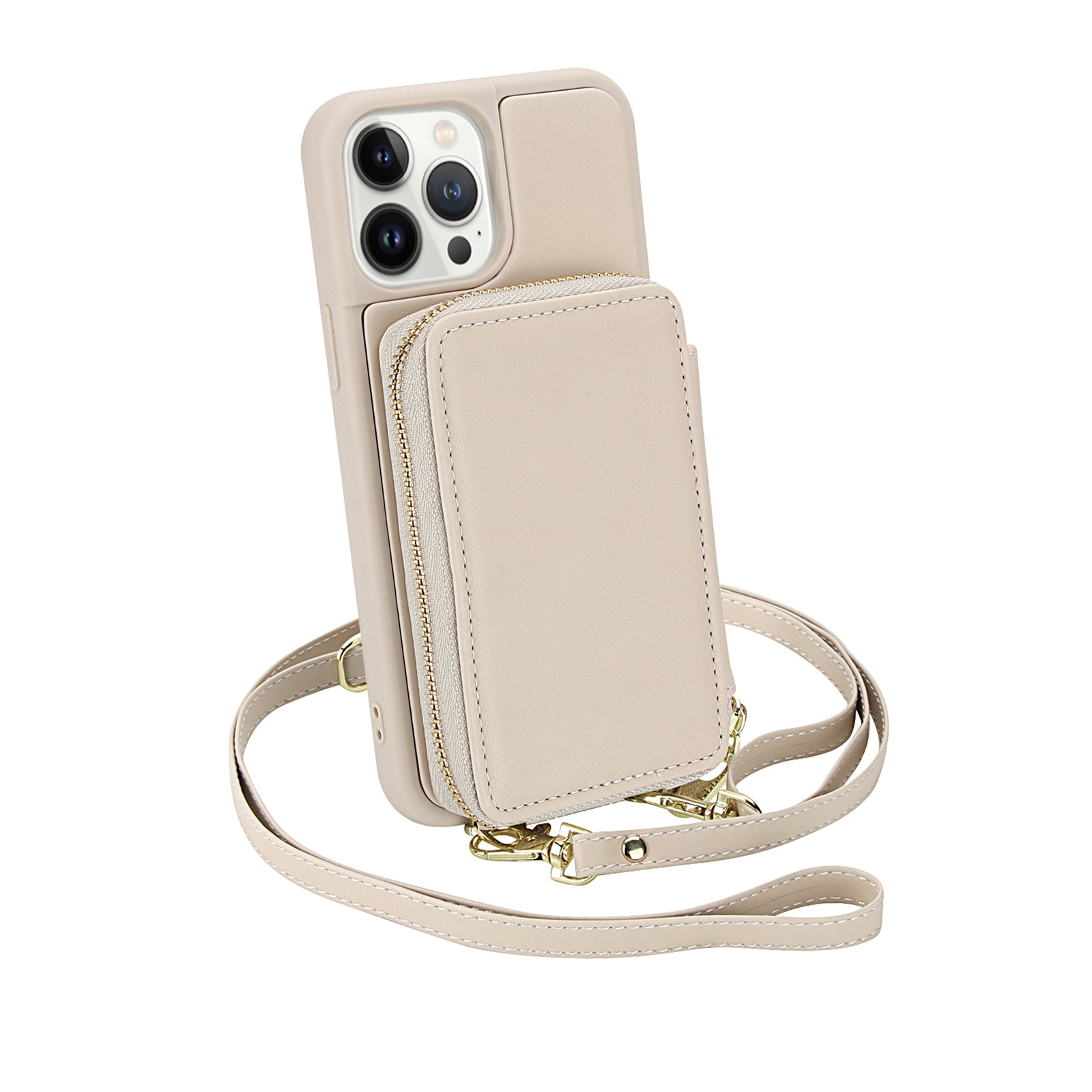 Textured Zip Wallet Crossbody Case for iPhone