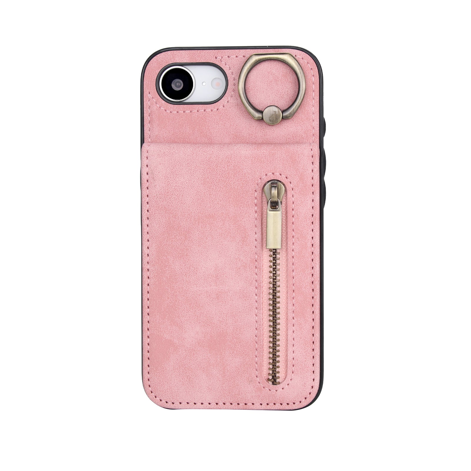 Vintage Suede-Look Flip Wallet Ring Case for iPhone
