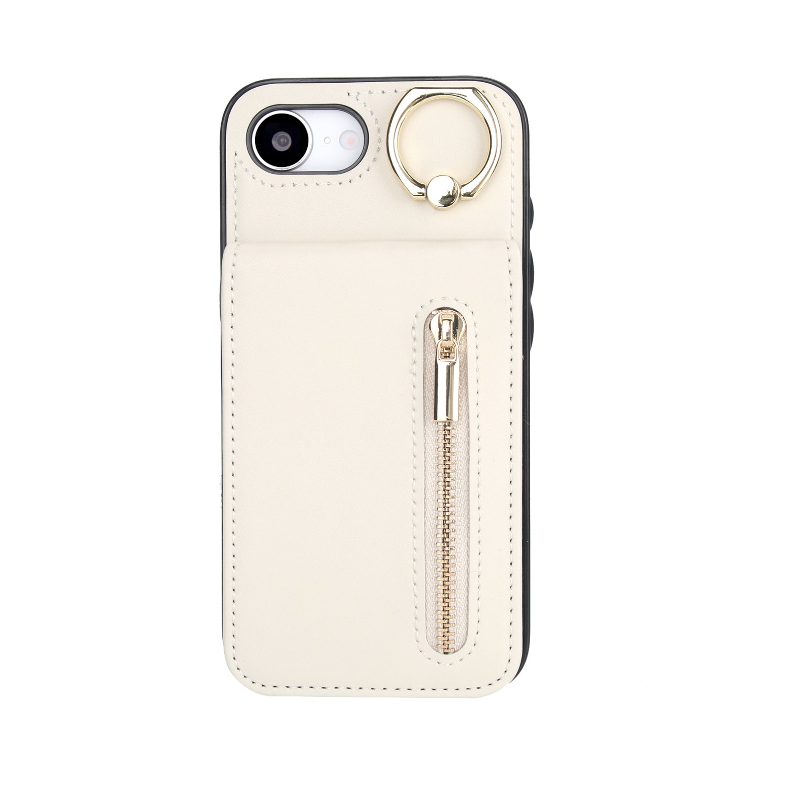 Vintage Suede-Look Flip Wallet Ring Case for iPhone