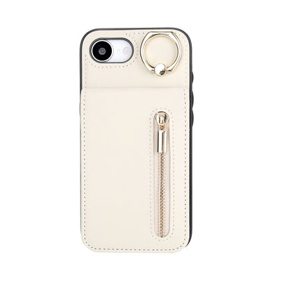Vintage Suede-Look Flip Wallet Ring Case for iPhone