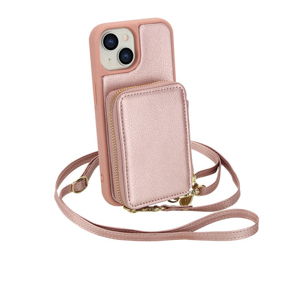 Textured Zip Wallet Crossbody Case for iPhone