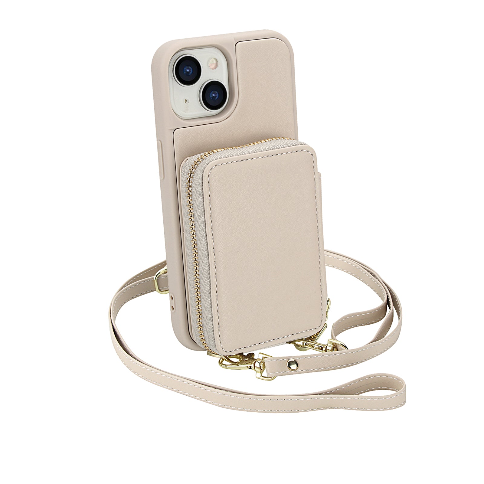 Textured Zip Wallet Crossbody Case for iPhone