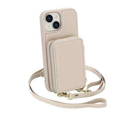 Textured Zip Wallet Crossbody Case for iPhone