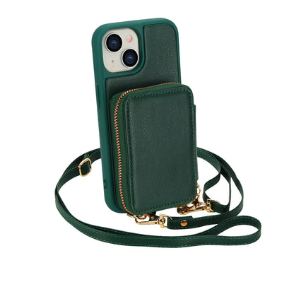Textured Zip Wallet Crossbody Case for iPhone