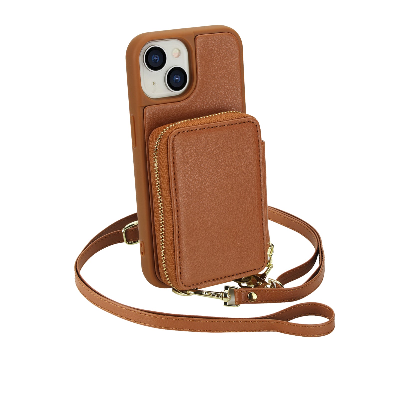 Textured Zip Wallet Crossbody Case for iPhone