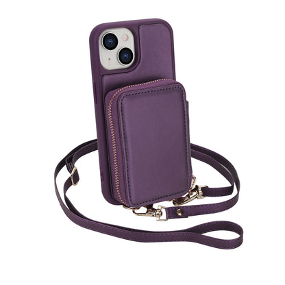 Textured Zip Wallet Crossbody Case for iPhone