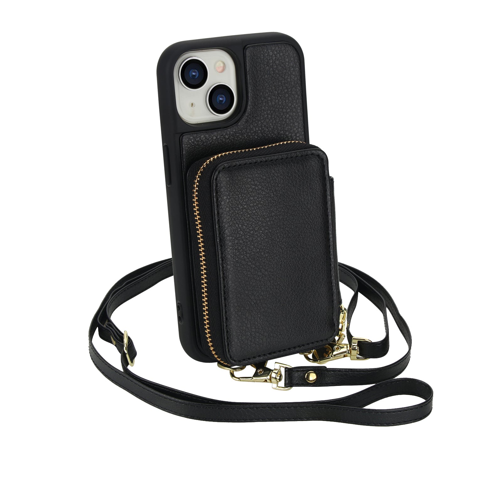Textured Zip Wallet Crossbody Case for iPhone