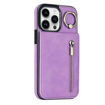 Vintage Suede-Look Flip Wallet Ring Case for iPhone