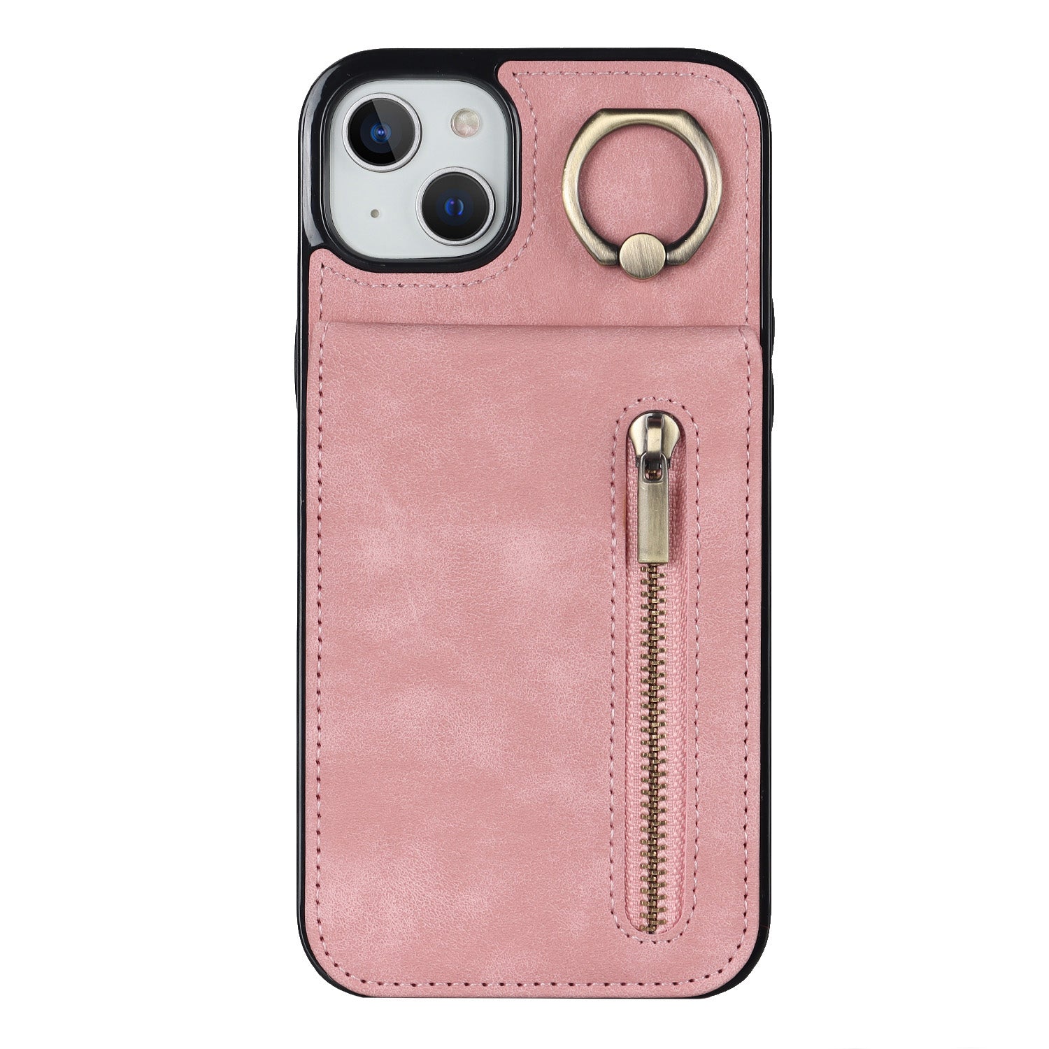 Vintage Suede-Look Flip Wallet Ring Case for iPhone