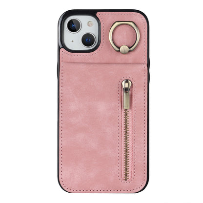 Vintage Suede-Look Flip Wallet Ring Case for iPhone