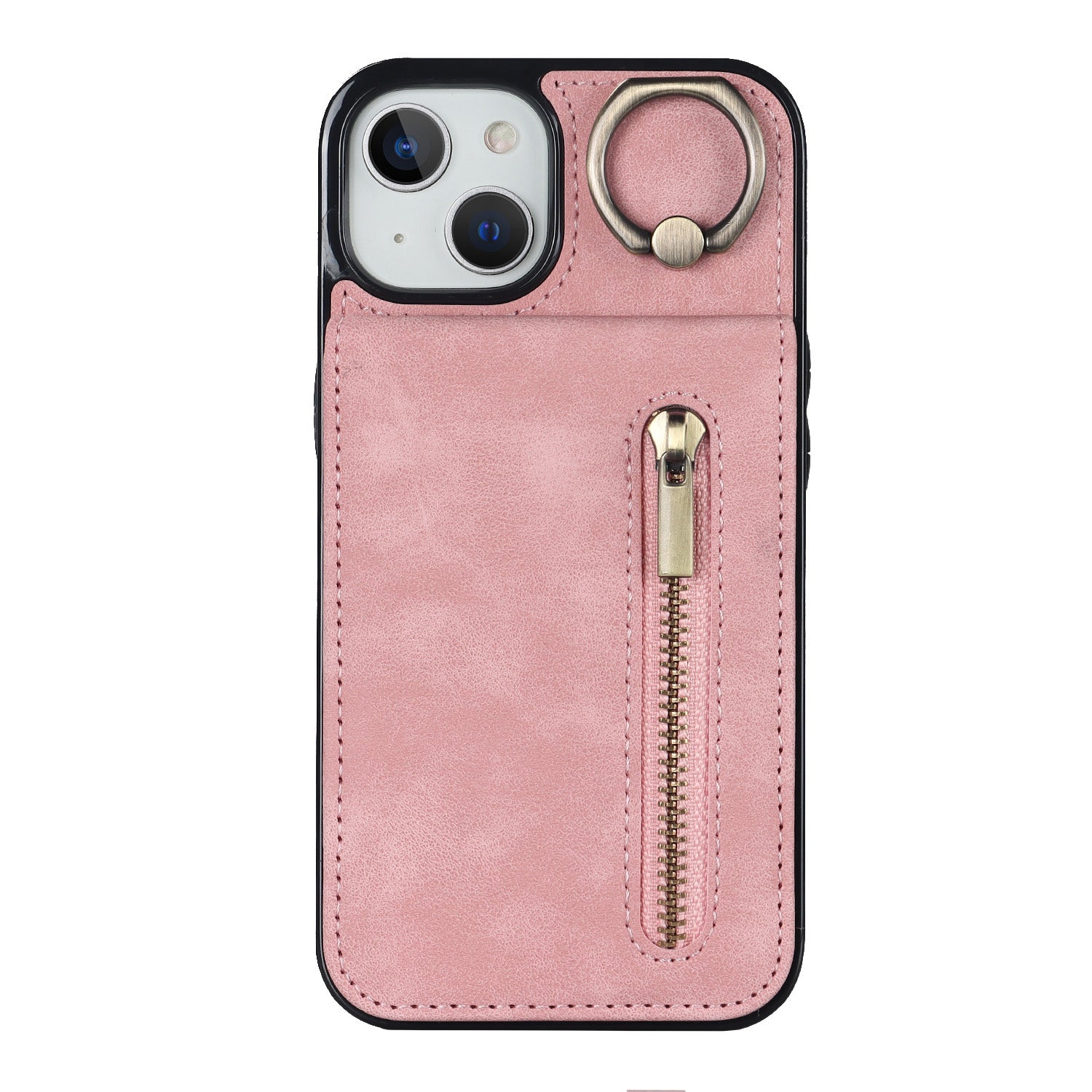 Vintage Suede-Look Flip Wallet Ring Case for iPhone