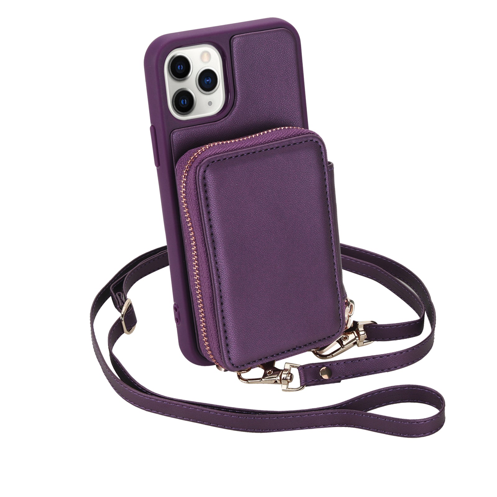 Textured Zip Wallet Crossbody Case for iPhone