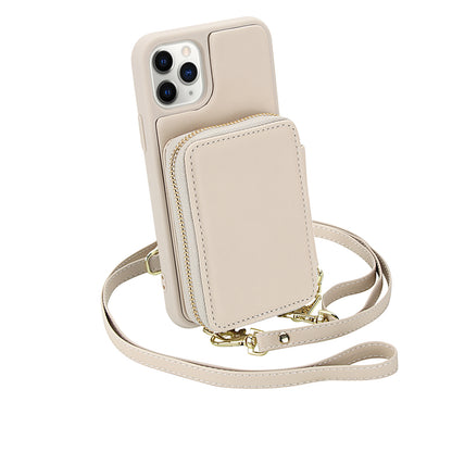 Textured Zip Wallet Crossbody Case for iPhone