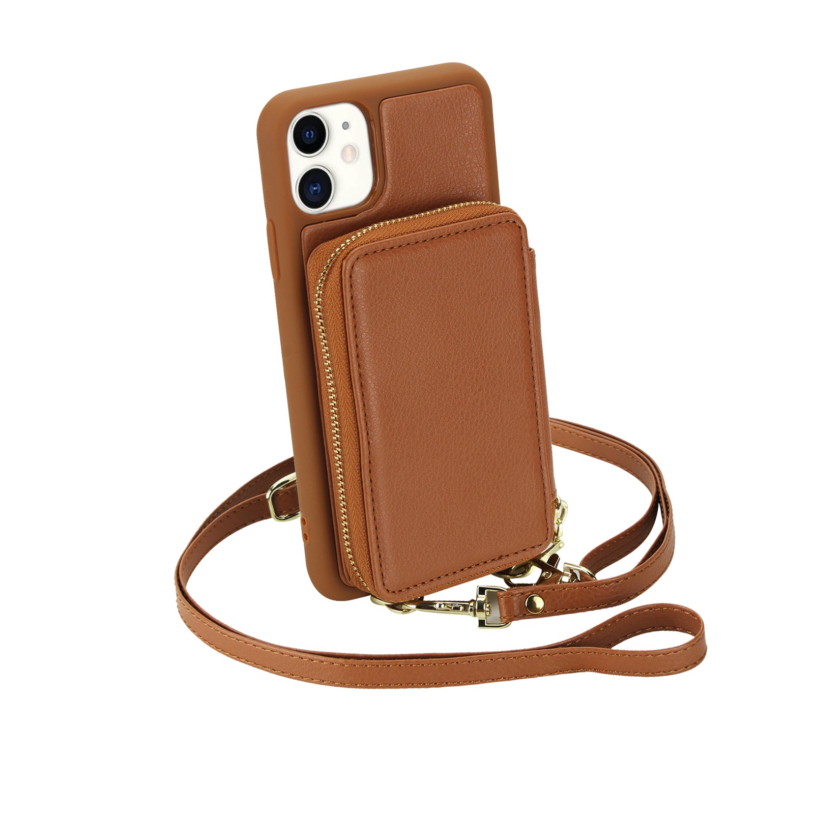 Textured Zip Wallet Crossbody Case for iPhone