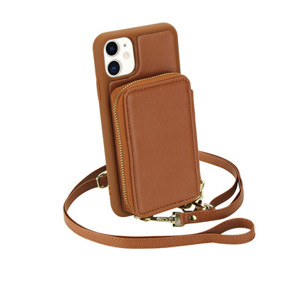 Textured Zip Wallet Crossbody Case for iPhone