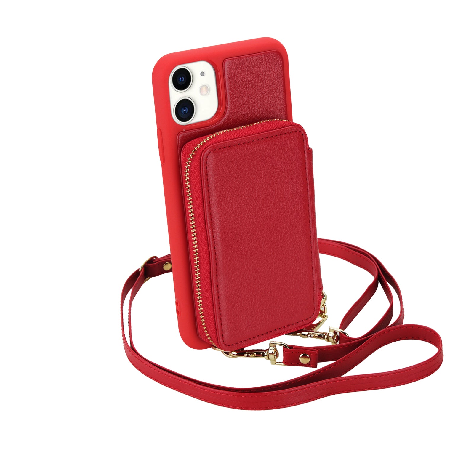Textured Zip Wallet Crossbody Case for iPhone