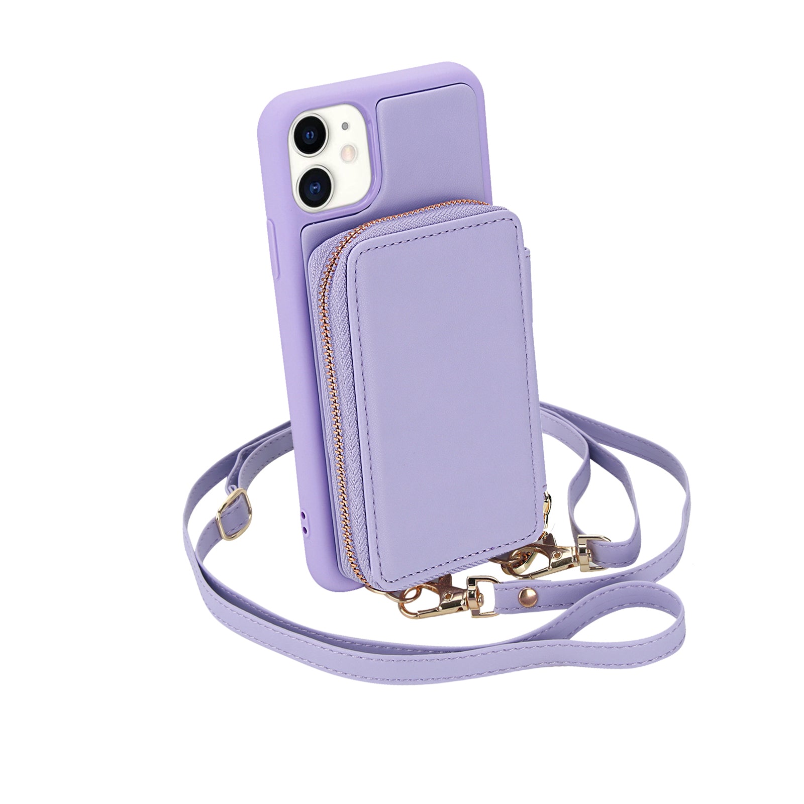 Textured Zip Wallet Crossbody Case for iPhone