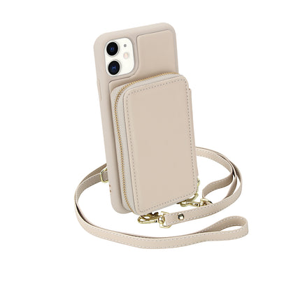 Textured Zip Wallet Crossbody Case for iPhone