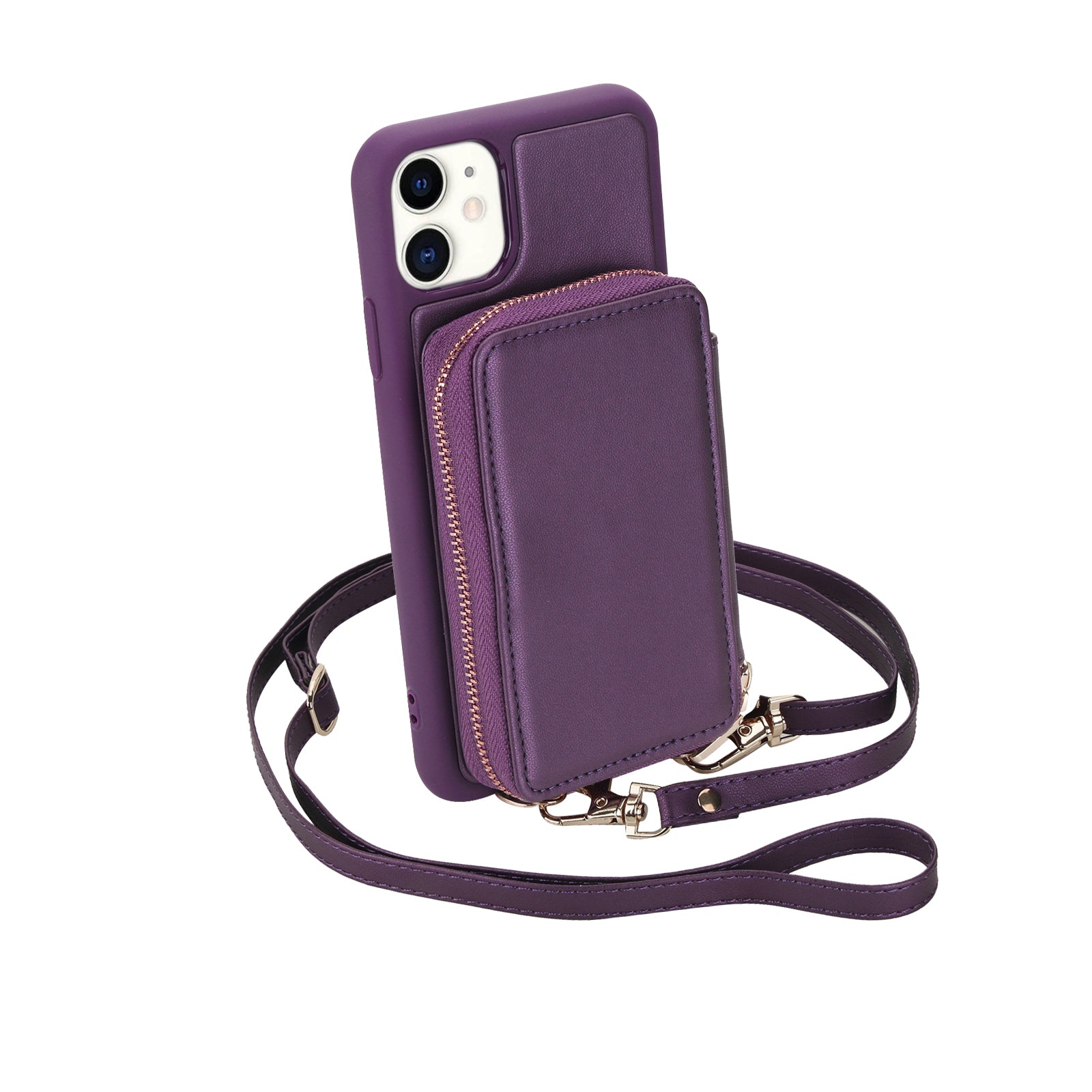 Textured Zip Wallet Crossbody Case for iPhone