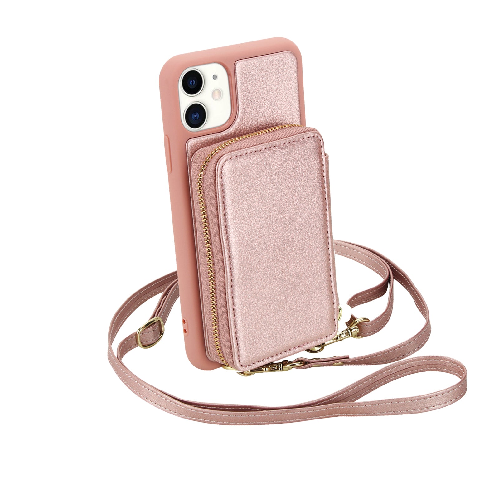 Textured Zip Wallet Crossbody Case for iPhone