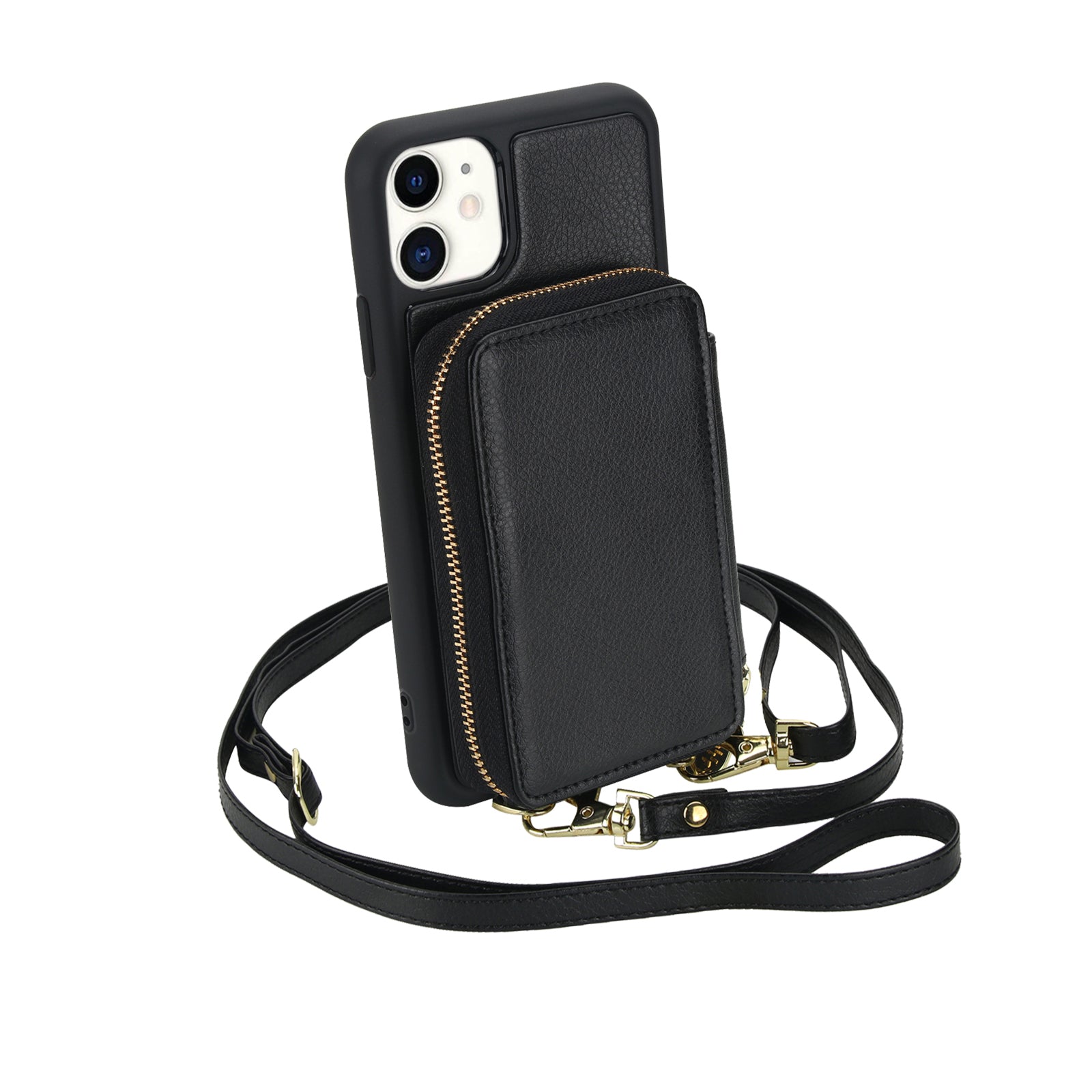 Textured Zip Wallet Crossbody Case for iPhone