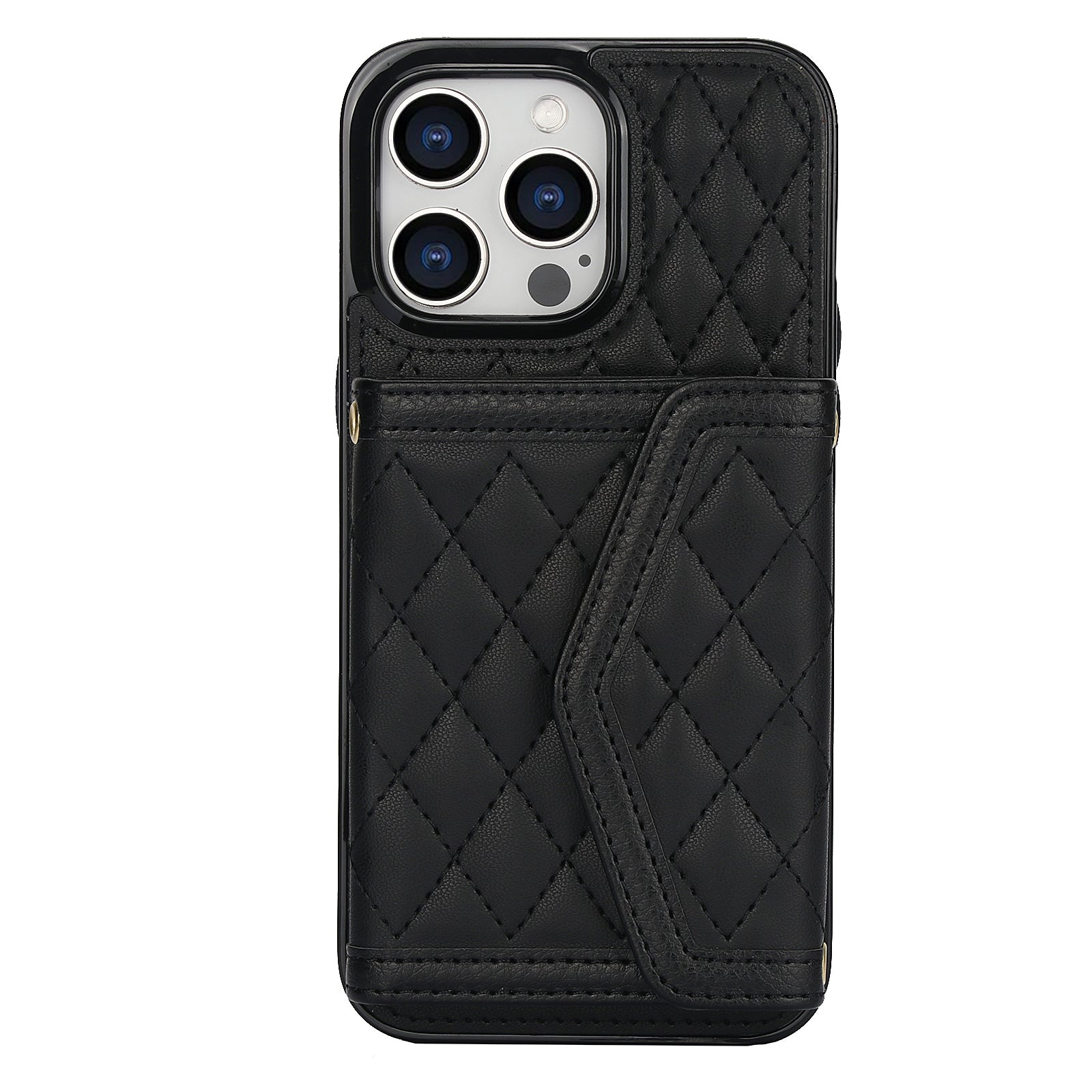 Luxury Quilted Leather Fold Wallet Case for iPhone
