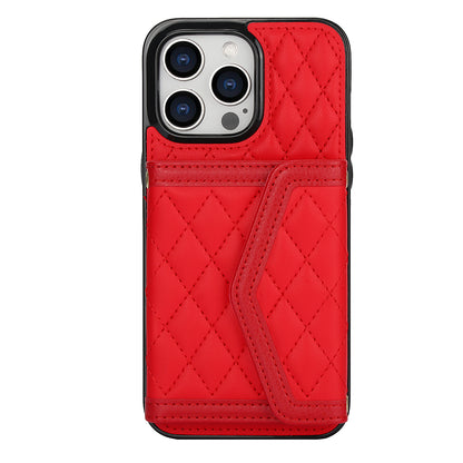 Luxury Quilted Leather Fold Wallet Case for iPhone