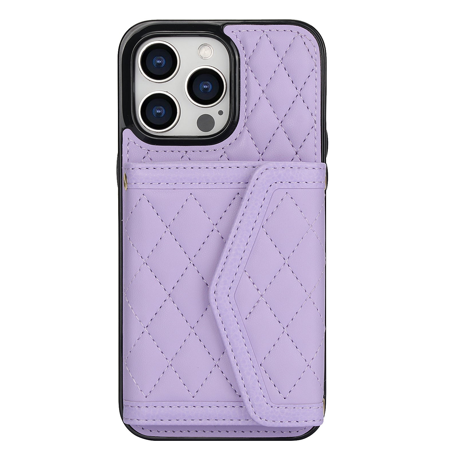 Luxury Quilted Leather Fold Wallet Case for iPhone
