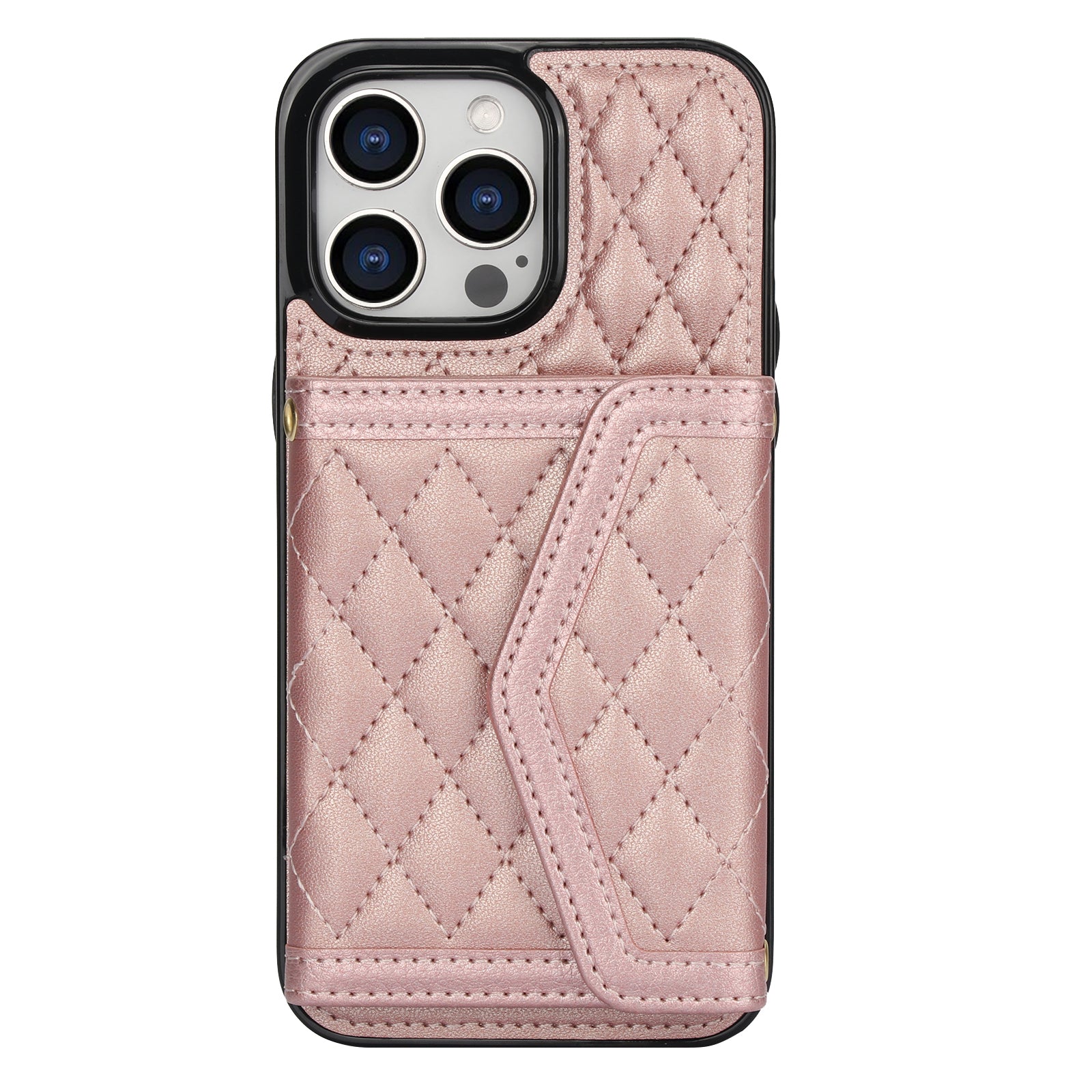 Luxury Quilted Leather Fold Wallet Case for iPhone