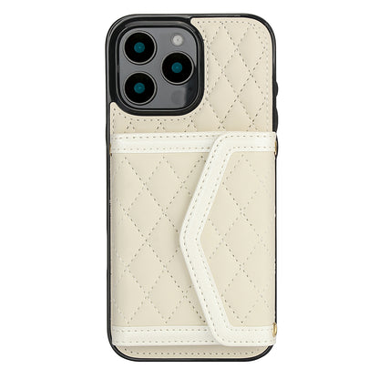 Luxury Quilted Leather Fold Wallet Case for iPhone