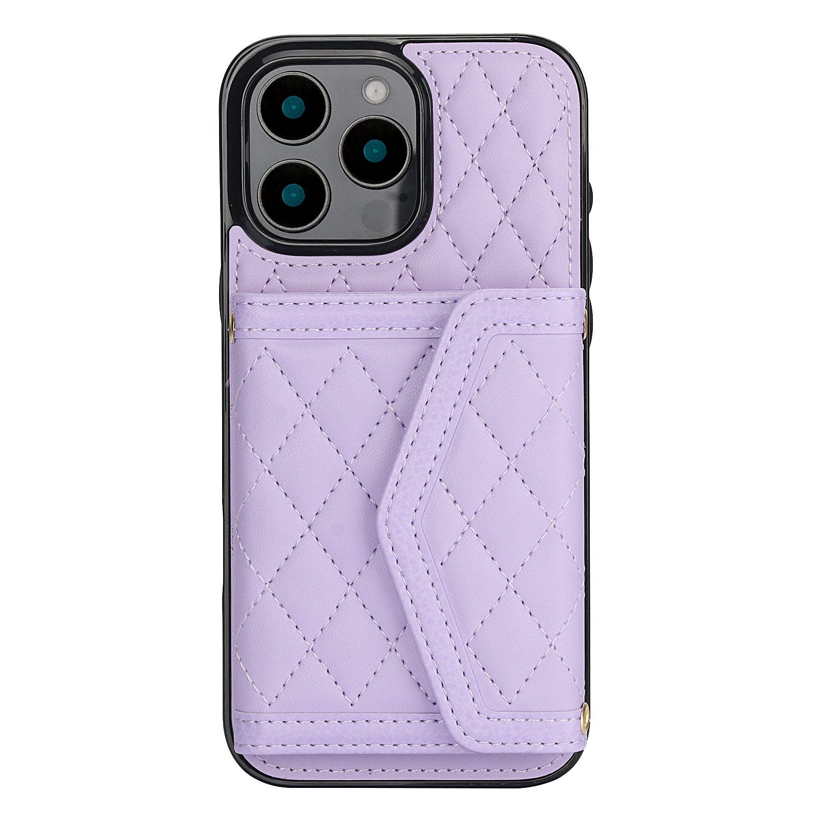 Luxury Quilted Leather Fold Wallet Case for iPhone