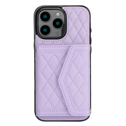 Luxury Quilted Leather Fold Wallet Case for iPhone