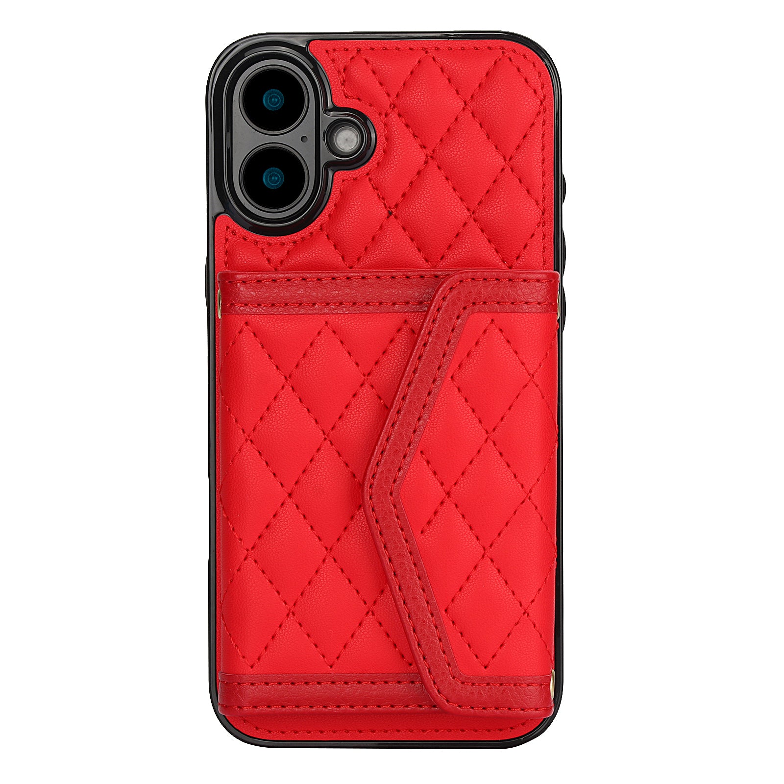 Luxury Quilted Leather Fold Wallet Case for iPhone