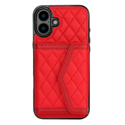 Luxury Quilted Leather Fold Wallet Case for iPhone