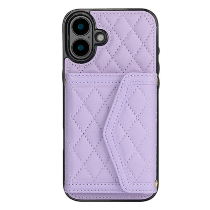 Luxury Quilted Leather Fold Wallet Case for iPhone