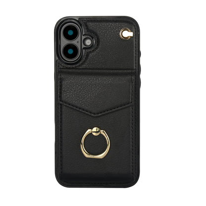 Chic Accordion Wallet & Ring Grip iPhone Case