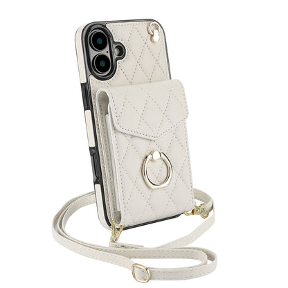 Quilted Leather Crossbody Wallet Case for iPhone