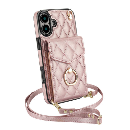 Quilted Leather Crossbody Wallet Case for iPhone