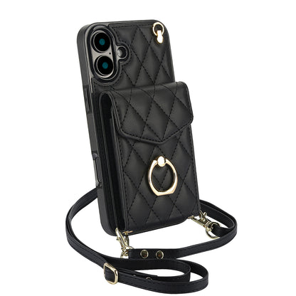 Quilted Leather Crossbody Wallet Case for iPhone