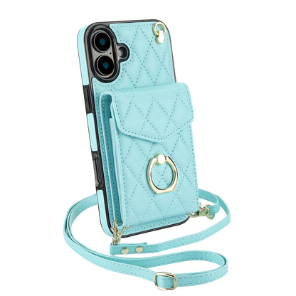 Quilted Leather Crossbody Wallet Case for iPhone